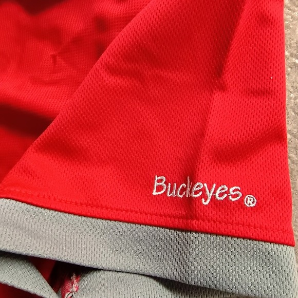 Ohio State OSU Buckeyes Team Shop 1/4 Zip Short Sleeve Polo Womens Red Gray Logo - Picture 8 of 10